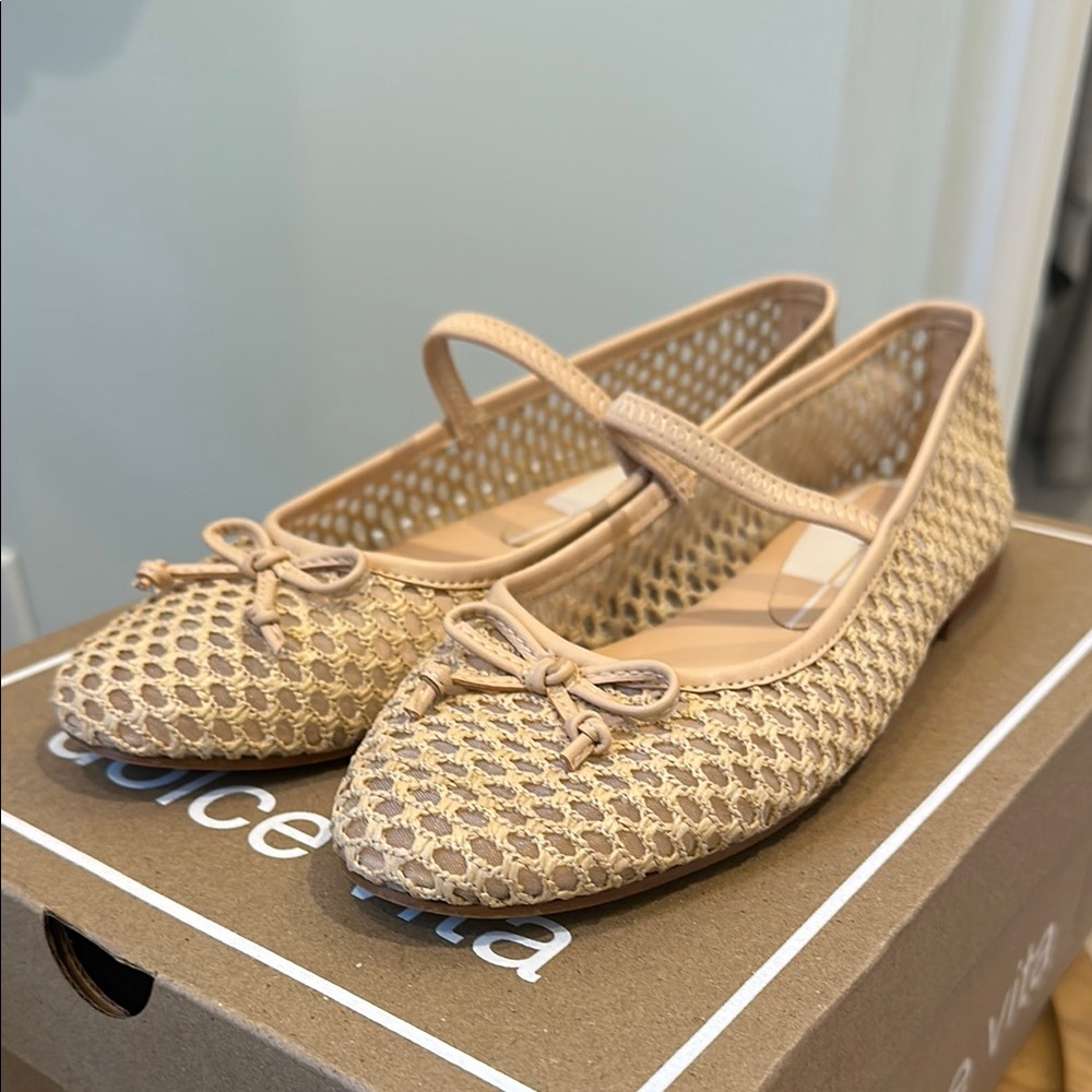 Dolce Vita Beige Woven Ballet Flats